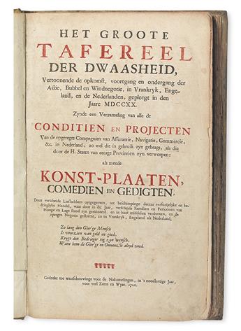 MISSISSIPPI BUBBLE.  Het Groote Tafereel der Dwaasheid.  1720